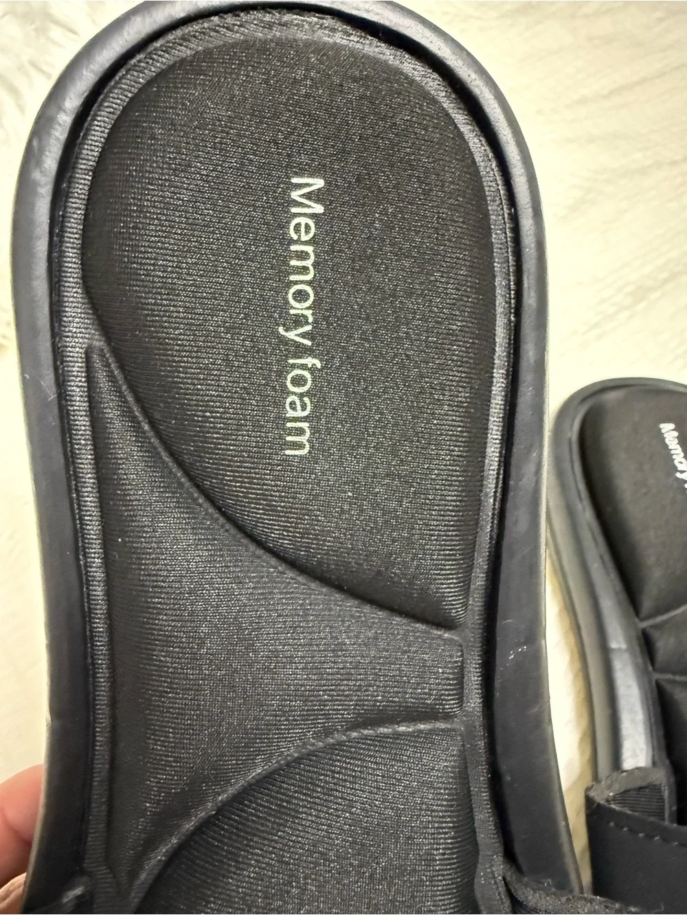Black Memory Foam Slide Sandals for Women